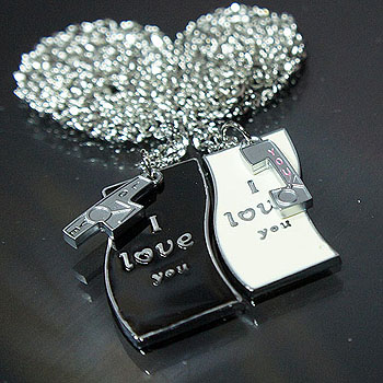 金屬項鍊套組-I love U波浪系列